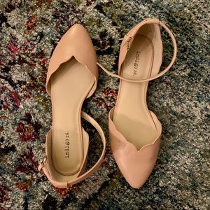 D’Orsay Flats with Ankle Strap